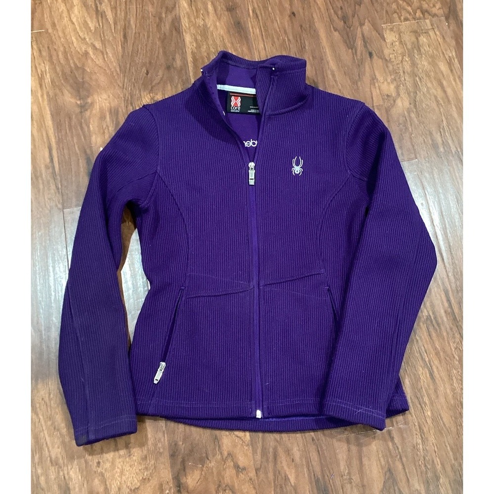 SPYDER Core Ribbed Sweater Jacket Full Zip Up Violet Purple Women's S/P
